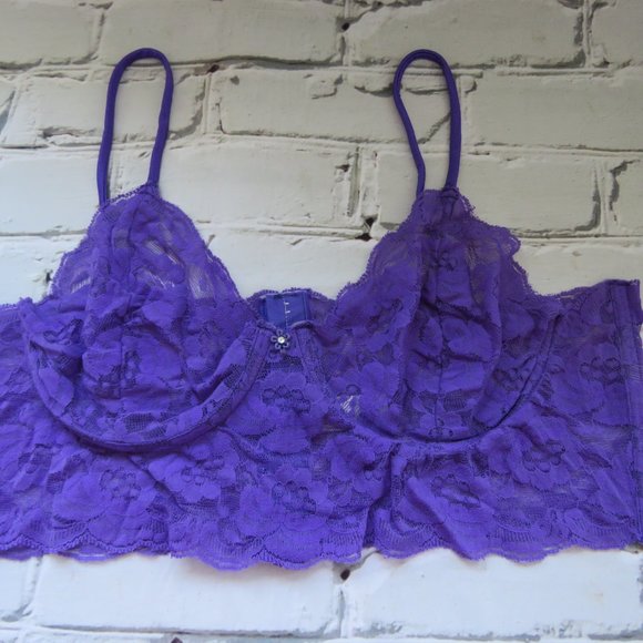 Vintage 1980s Purple Lace Cropped Bustier - Picture 2 of 5